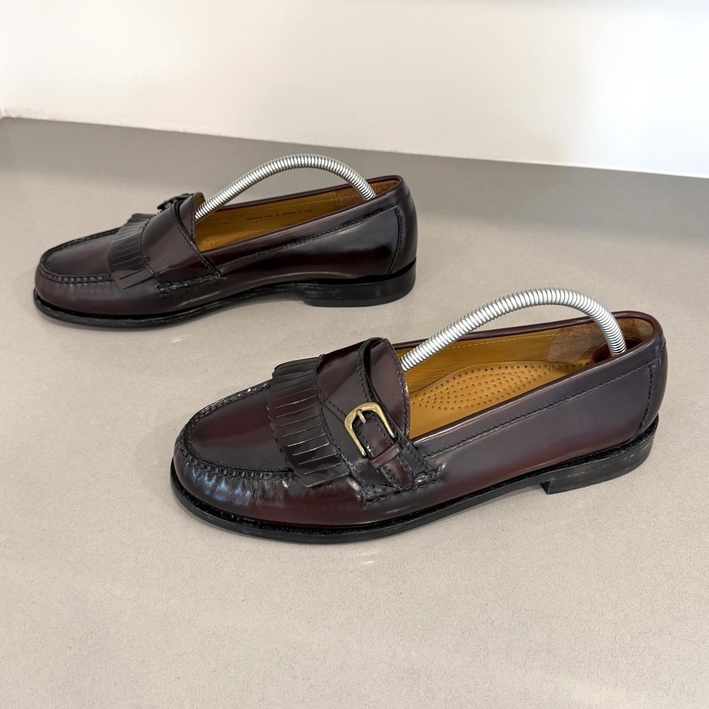 Cole Haan Pinch Buckle Kiltie Loafers Men's 8.5 E Burgundy Old Money Leather